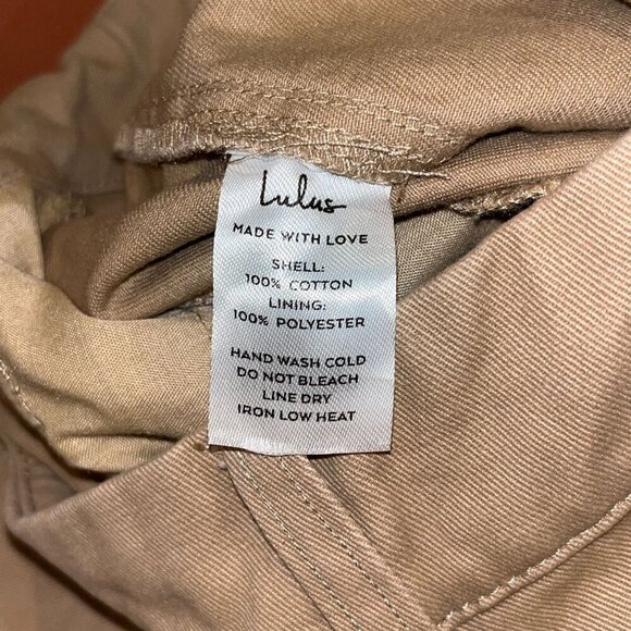 Lulus Womens Wide Leg Cargo Pants Size S Khaki Cotton Blend Casual Wearable With - Picture 8 of 9